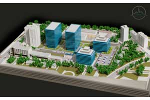 Градостроительный макет эскизного проекта застройки квартала вдоль ул. Васильковская. Масштаб 1:500
