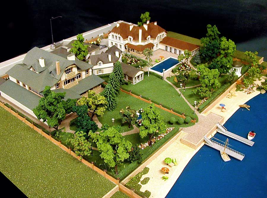 Модель двух коттеджей на берегу реки Днепр