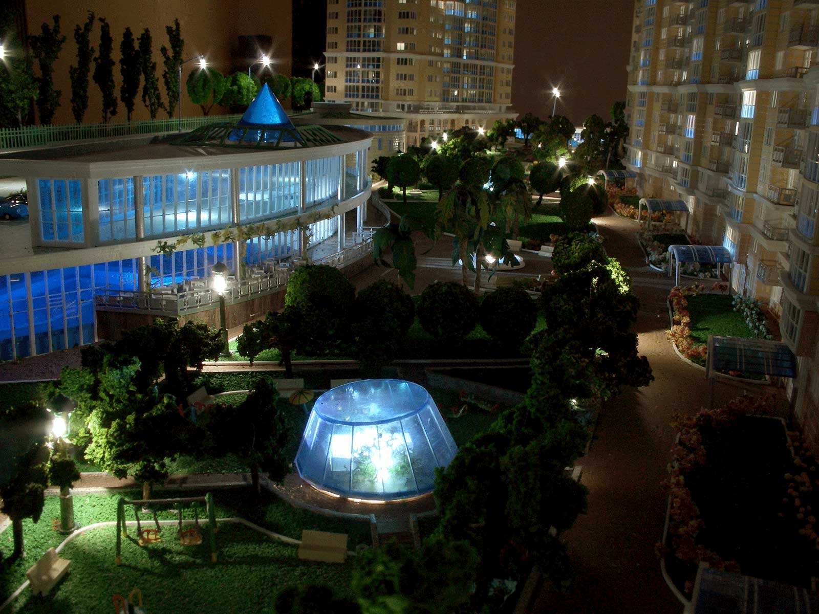 Модель житлового комплексу на проспекті 40-річчя Жовтня в Києві.